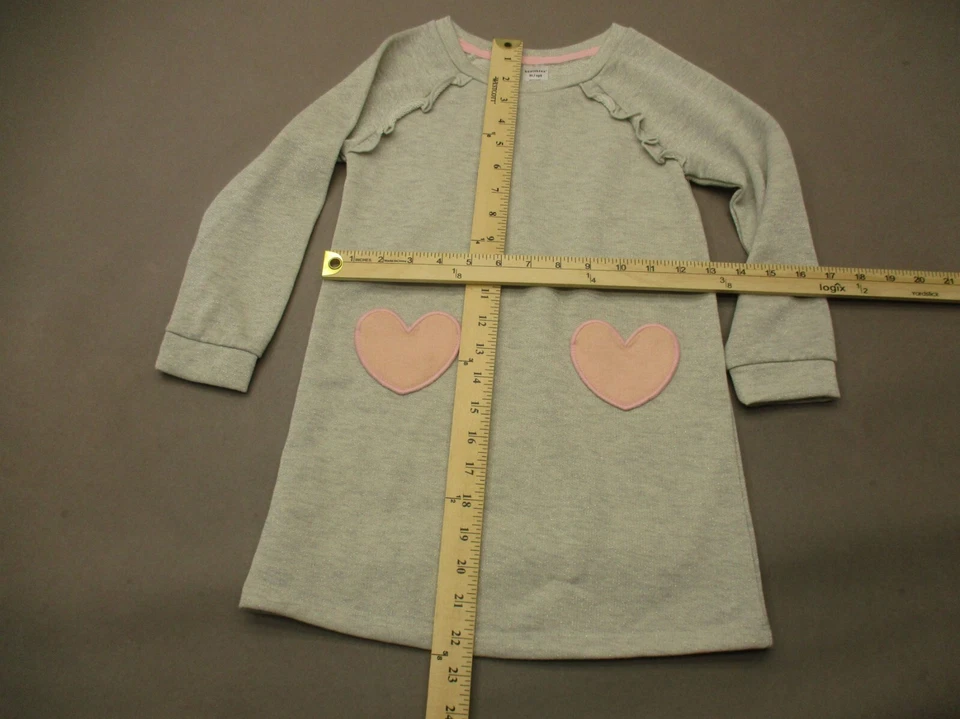 NUEVO CON ETIQUETAS HEALTHTEX Talla 5T Niñas Gris Mezcla de Algodón Cuello Redondo Volantes Vestido 990 Foto 2 de 4