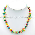 Handmade Natural Multi-Color Coral Chip Strip Beads Beach Bohemia Necklace 18'