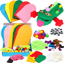 6Pcs Hand Puppet Making Kit for Kids Art Craft Felt DIY Sock Puppet Toys for Kid
