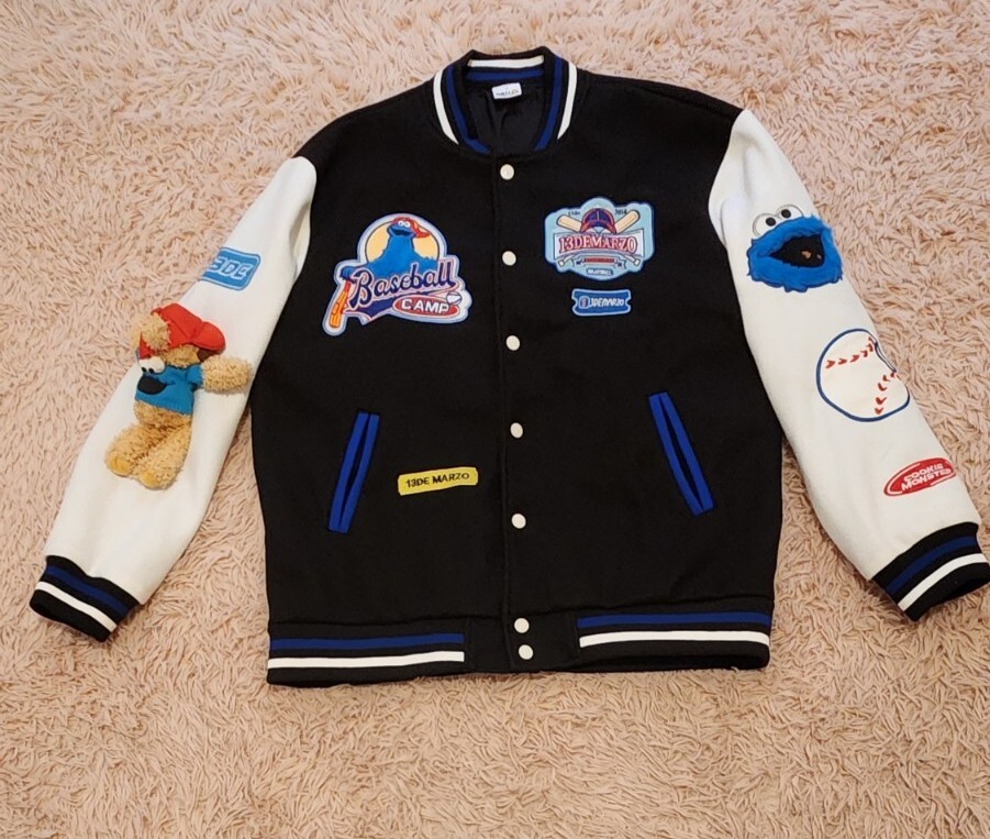 クッキーモンスター 野球ジャケット 13DE MARZO 13DE MARZO Cookie Monster Bear Baseball Varsity Jacket L | eBay