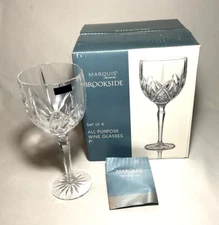 WATERFORD (Marquis)~ Set (4) Crystal ALL PURPOSE GOBLETS w/Box (Brookside, 12oz)