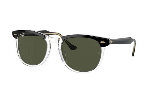 Ray-Ban EAGLEEYE RB2398-129431 56 Black On Transparent with Green Lens NEW