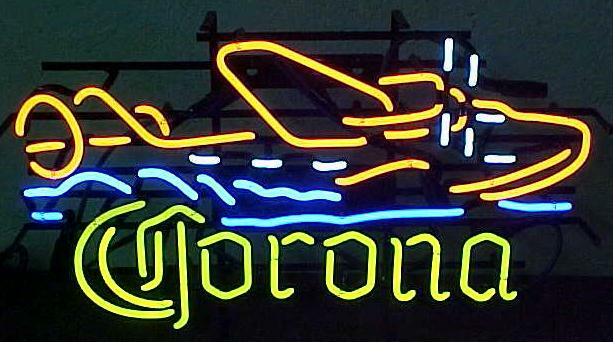 Corona Seaplane Plane Beer 20"x16" Neon Light Lamp Sign Bar Pub Real Glass Decor