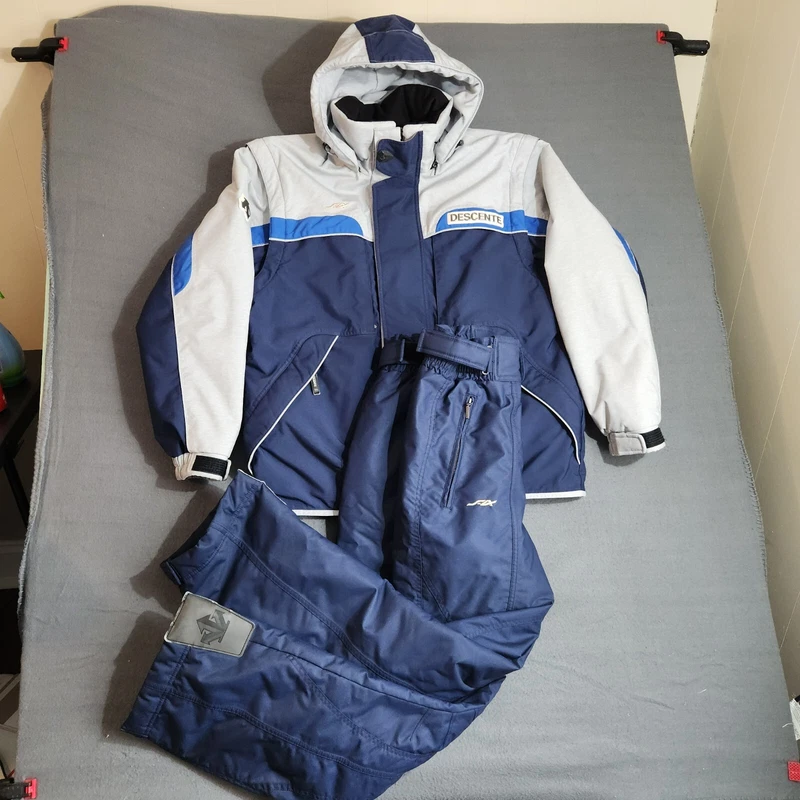 descente ski snowboarding removable hood pants