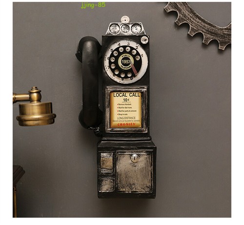 Vintage Montowany na ścianie Pay Phone Model Booth Figurka telefoniczna Obrotowa Antyk - Zdjęcie 4 z 5