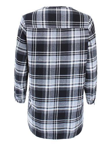 Women's Long Sleeve V-Neck Lace Up Front Flannel Plaid Top Shirt S M L - Picture 8 of 37