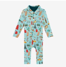 POSH PEANUT BOY GIRL ROMPER HENLEY ONE PIECE AROUND THE WORLD SZ 18-24 MTHS NEW