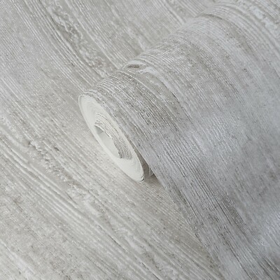 Industrial gloss grayish tan metallic faux distressed wood textured Wallpaper 3D