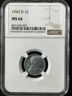 1943-D 1C  Lincoln Wheat One Cent NGC MS66    8671269-037