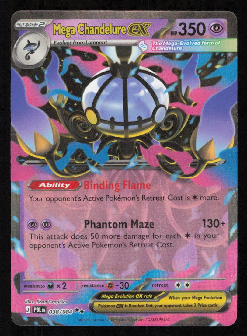 Mega Chandelure ex 038/084 Double Rare Pitch Black Pokemon Holo Near Mint