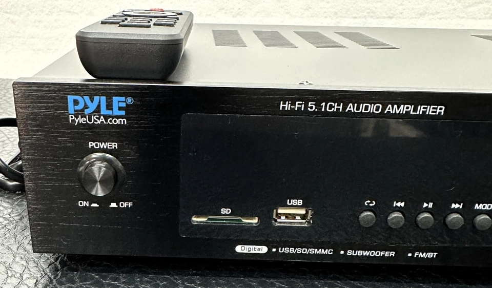 Pyle PDA8BU 5.1 Channel Home Audio Bluetooth MP3/USB/SD/AUX/FM Radio Receiver - Image 2 of 4