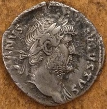 ROMAN COIN SILVER DENARIUS OF HADRIAN, 1 OF THE 5 GOOD EMPERORS  M#Y @ 1.18
