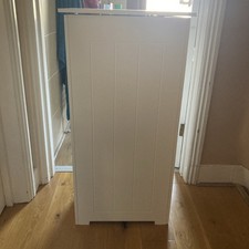 White Laundry Box Wooden Bathroom Storage Basket Linen Clothes Cabinet Christow