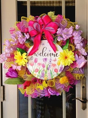 Summer Everday XLarge Welcome Wreath Floral Handmade