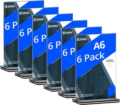 QWORK  6 Stück A6 Acryl Tischaufsteller mit Solide Sockel, Doppelseitiger