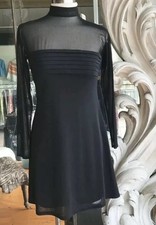 Tadashi Saks 5th Avenue Little Black Dress Semi Sheer Long Sleeves Size 6P