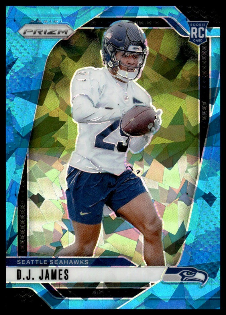 2024 Panini Prizm #322 D.J. James Blue Ice #/99 RC SN, RC