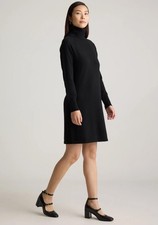NEW Quince Mongolian Cashmere Turtleneck Mini Dress Black Small