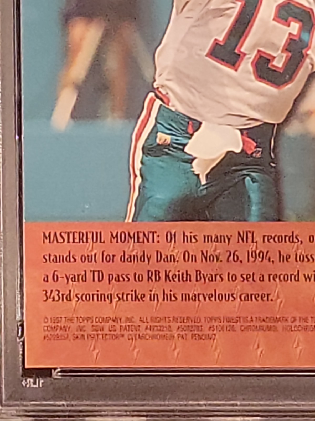 1997 Topps Finest Dan Marino Refractor PSA 9 w/ Coating #230 Masters POP 15 ⬆️ 3 view 13