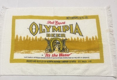 Vintage Olympia Beer Bar Towel It s The Water Made In USA