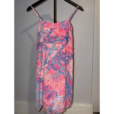 Lilly Pulitzer Floral Sundress XXS Pink Blue White Sleeveless Round Neck Strappy