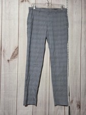 ASOS Design Pants Mens 32x30 Gray Plaid Glen Check Stretch Dress Trousers Office