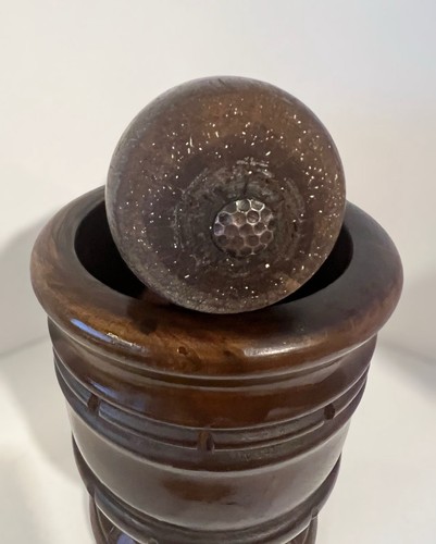 Antique Mortar & Pestle Wooden Hand Turned Primitive Vintage - Picture 4 of 5