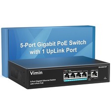 5 Port Unmanaged Ethernet Gigabit PoE Switch 1 Uplink 72W IEEE802.3af/at