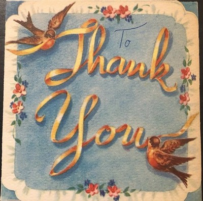 Vtg Thank You Greeting Card Flowers Beautiful Birds Special Memories RustCraft