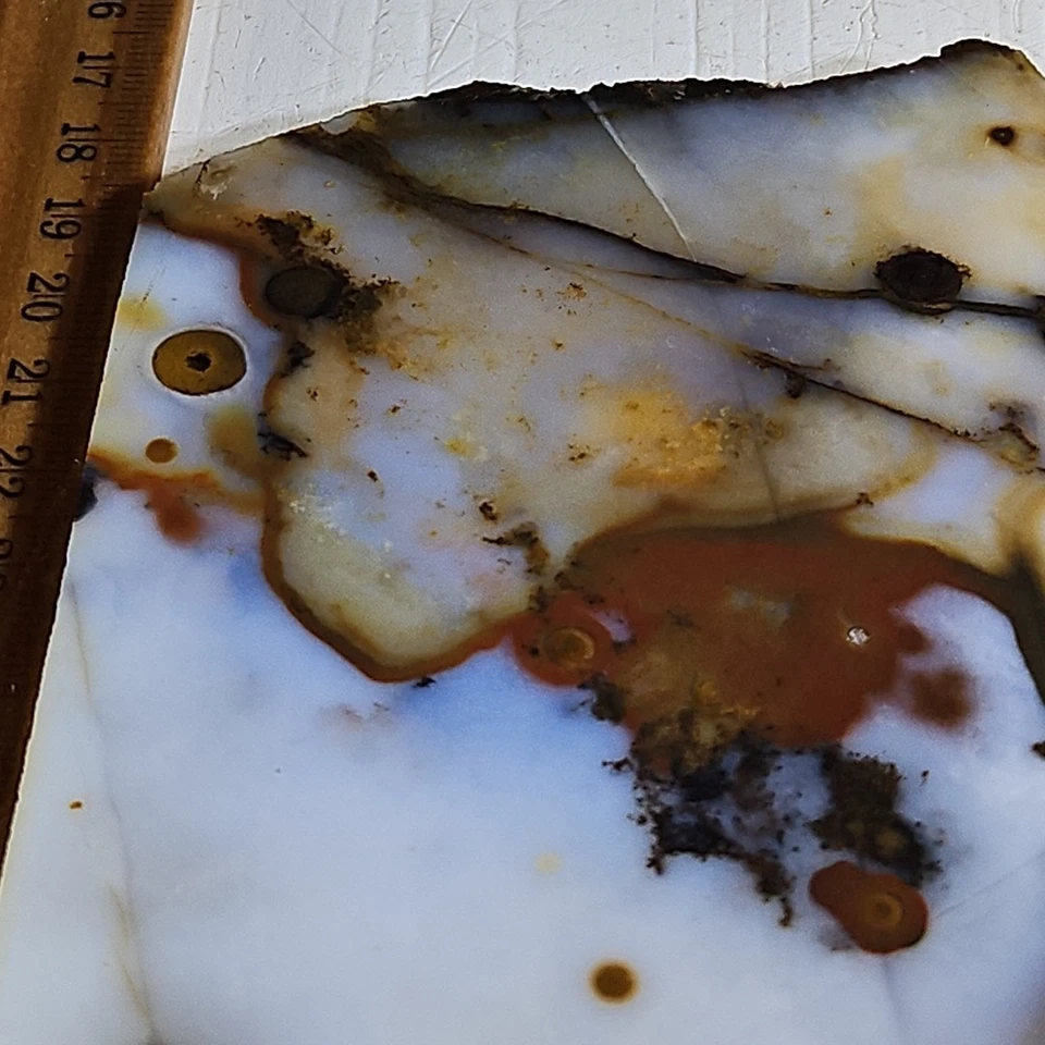 Polka dot agate AKA blue ice agate slab. 4 7/8" x 5 1/2" x 1/4" 7.9oz. - Image 3 of 4