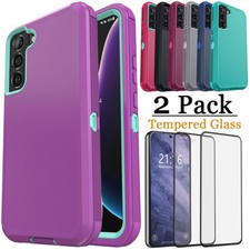 For Samsung Galaxy S23 S22 S21 S20 Ultra Shockproof Case Cover / Tempered Glass