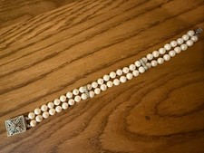 Double strand genuine 6-7mm pearl bracelet 7-1/2 inches 14k yellow gold clasp