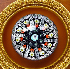 STRATHEARN PAPERWEIGHT P7 Millefiori 10 Spoke Latticino 1970 SCOTLAND VINTAGE VG