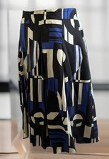 VTG Ralph Lauren 100 Silk Skirt Pleated Women  s 12 Abstract MIDI Preppy Office