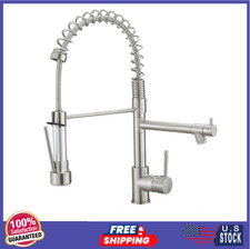 Kitchen Faucet Swivel Single Handle Sink Pull Down Sprayer Mixer Tap Deck Plate