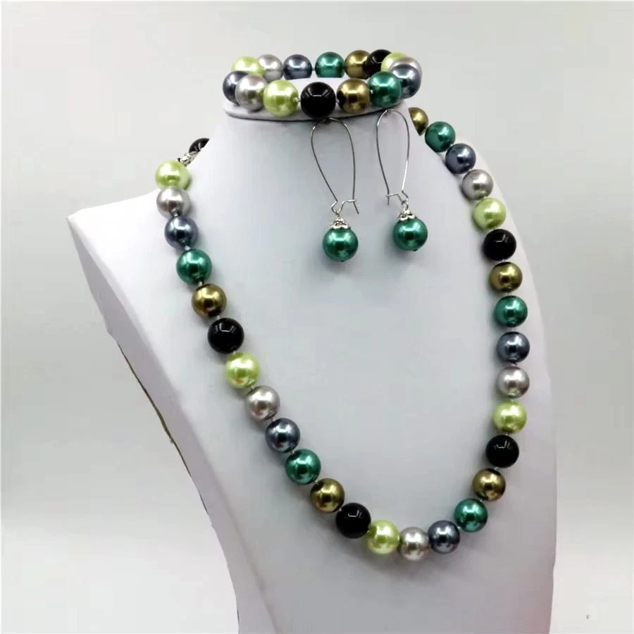 PERLEN SET Kette Perlenkette Armband Ohrringe Imitationsperlen Muschelkernperlen - Bild 2 von 4