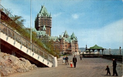 1962 Postcard Dufferin Terrace Château Frontenac Quebec City Vintage Color