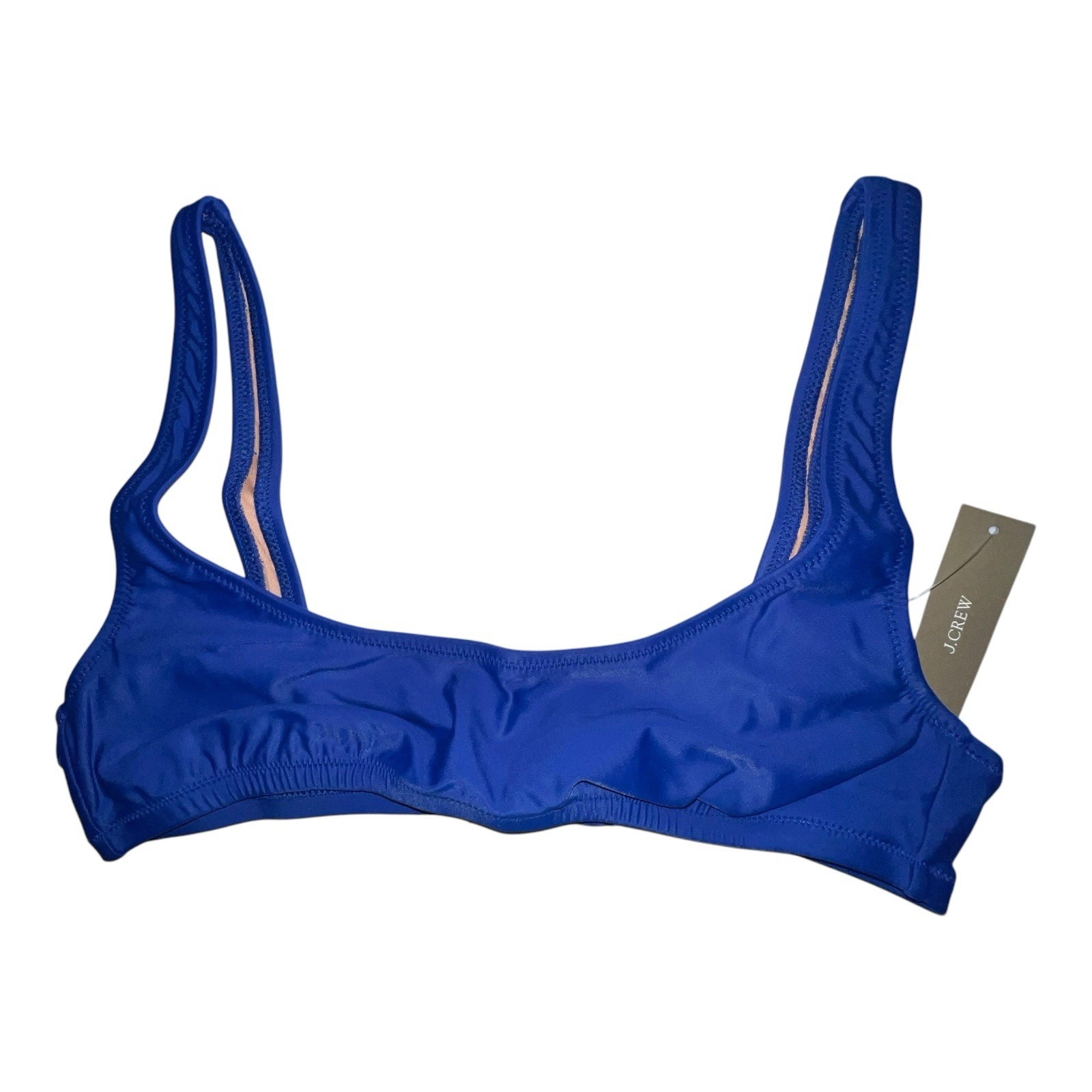 J. CREW J Crew Blue Heritage Scoopneck Bikini Top Small BX611 Hook Back Lined New