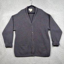 VTG Eddie Bauer Mens XL 100% Wool Ribbed Cardigan Sweater Pockets Grandpa Preppy