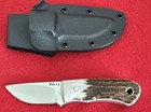 Mike Irie Custom Sambar Stag Drop Point Fixed Blade Knife, Vasco Wear