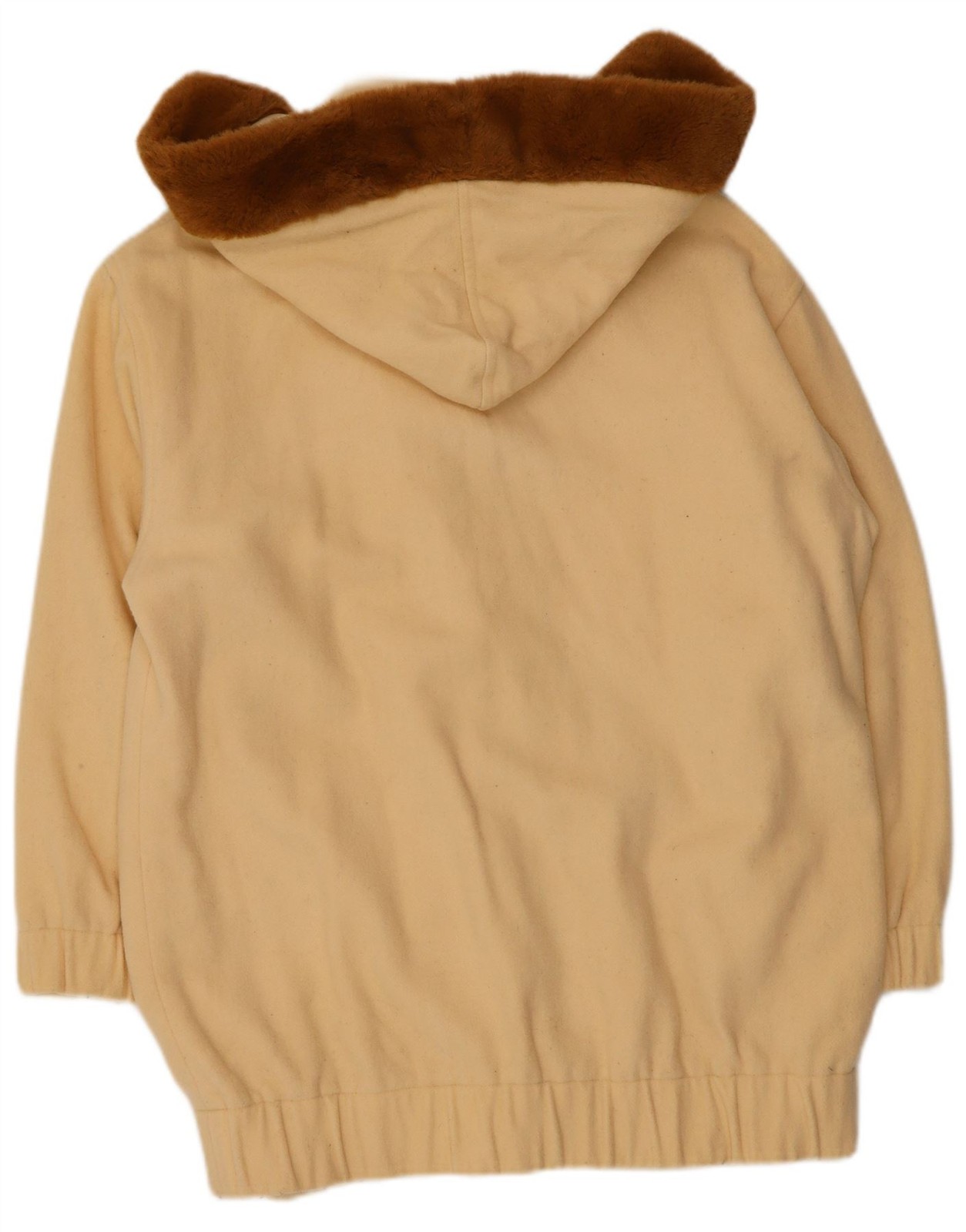 VINTAGE Womens Loose Fit Hooded Double Breasted Coat UK 14 Medium Beige BQ01 image 2