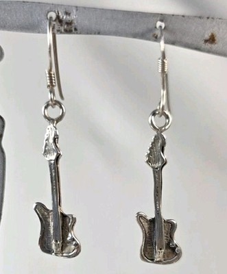 Guitar sterling silver charm earrings (2)