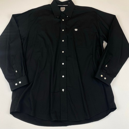 Cinch Men's Large Black 100% Cotton Long Sleeve Square Button-Front Shirt - Picture 2 of 9
