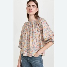 The Great The Patio Top Blouse Size S / 1 Floral Sheer Lightweight Cottage Boho