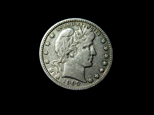 1909-D Barber Quarter ~ Very Fine VF ~ 90% Silver O1