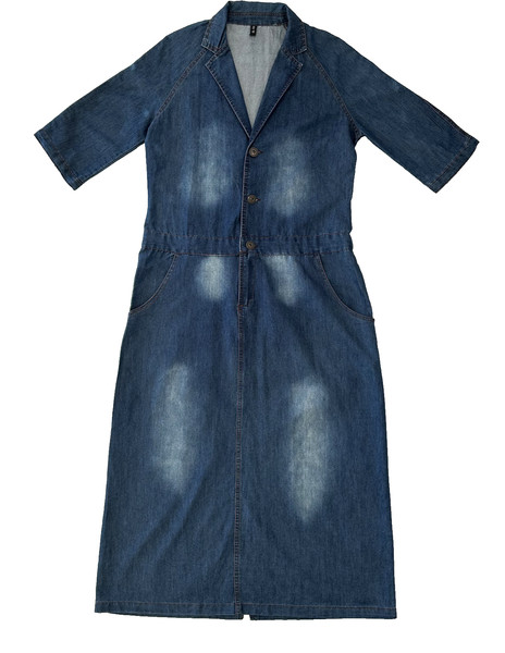 Blue Denim Midi Maxi Dress XXL Button Close Classic Casual Smart Travel Western