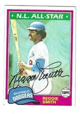 Autographed 1981 Topps REGGIE SMITH Los Angeles Dodgers card #75 w/coa