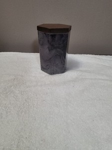 Bathroom Storage Container Purple Faux Marble Glass W/ Wood Lid