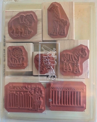 Stampin' Up! Zoo Fun Set Set 7 Briefmarken montiert Zootiere Top Zustand - Bild 2 von 2