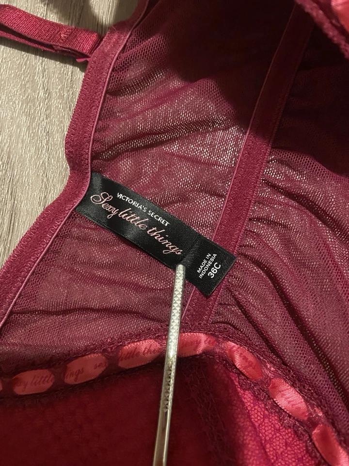 Lencería Babydoll Victoria's Secret 'Sexy Little Things' 36c Granate y Rosa Foto 4 de 4